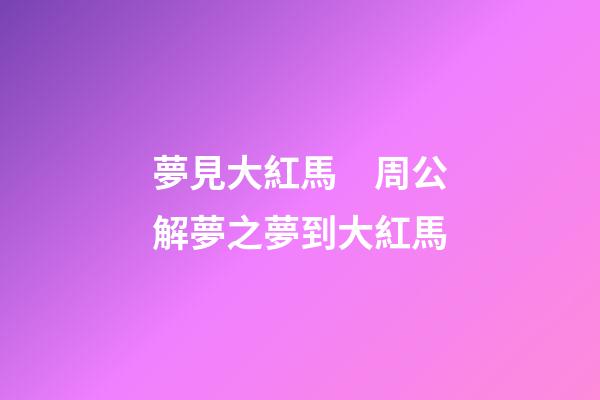 夢見大紅馬　周公解夢之夢到大紅馬
